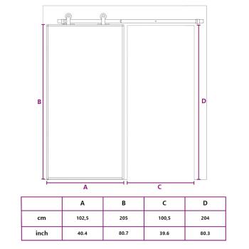 Schiebetür ESG Glas und Aluminium 102,5x205 cm Weiß