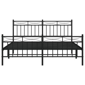 Bettgestell mit Kopf- und Fußteil Metall Schwarz 160x200 cm