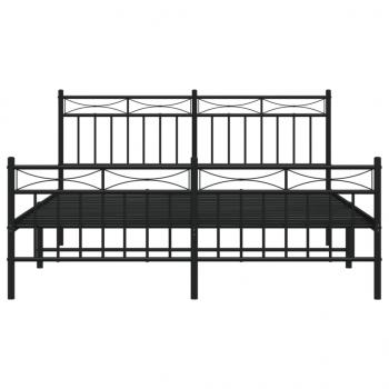 Bettgestell mit Kopf- und Fußteil Metall Schwarz 160x200 cm