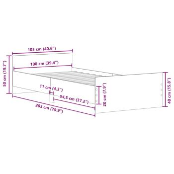 Bettgestell Betongrau 100x200 cm Holzwerkstoff