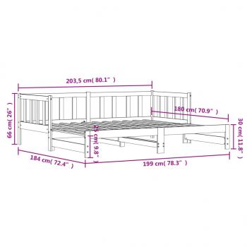 Tagesbett Ausziehbar Schwarz 90x200 cm Massivholz Kiefer