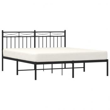 ARDEBO.de - Bettgestell mit Kopfteil Metall Schwarz 150x200 cm
