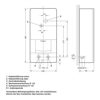 Vaillant VED E 21/8 BB EEK:A elektronischer Durchlauferhitzer, 21kW, weiß