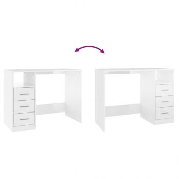 Schreibtisch mit Schubladen Hochglanz-Weiß 102x50x76 cm