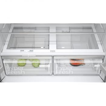 Siemens KF96NAXEA iQ300 Stand Side by Side Kühl-Gefrierkombination, 91 cm breit, 605 L, NoFrost, French-Door, Home Connect, antifingerprint blackSteel