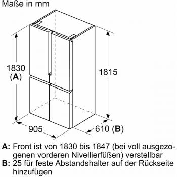 Siemens KF96NAXEA iQ300 Stand Side by Side Kühl-Gefrierkombination, 91 cm breit, 605 L, NoFrost, French-Door, Home Connect, antifingerprint blackSteel