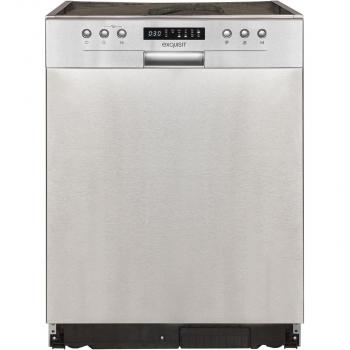 ARDEBO.de Exquisit EGSP9414-EF-030D Teilintegrierter Geschirrpüler, 60 cm breit, 14 Maßgedecke, Aqua Stop, Auto Door Open, LED Display, EcoProgramm, Edelstahl