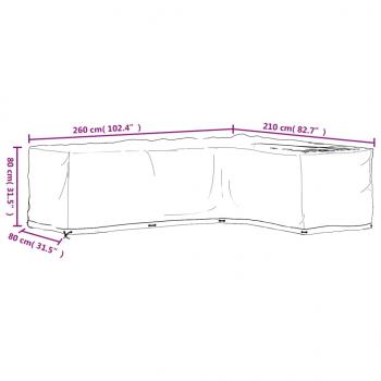 Gartenmöbel-Abdeckungen in L-Form 2 Stk. 16 Ösen 260x210x80 cm