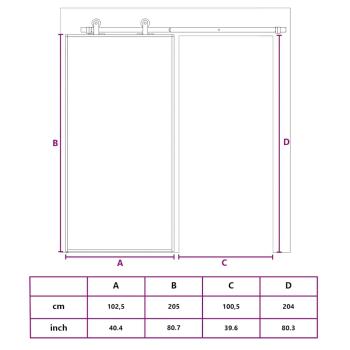 Schiebetür ESG Glas und Aluminium 102,5x205 cm Weiß