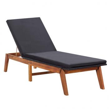 ARDEBO.de - Sonnenliegen 2 Stk. mit Tisch Poly Rattan und Massivholz Akazie