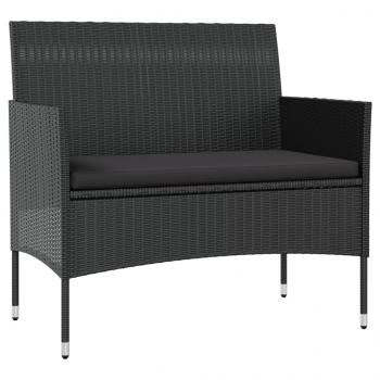 16-tlg. Garten-Lounge-Set mit Auflagen Poly Rattan Schwarz