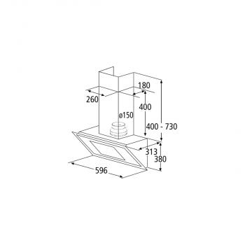 PKM 9039X EEK: A Kopffreihaube, 60 cm breit, 322 m³/h, Drucktasten, LED Beleuchtung, schwarz