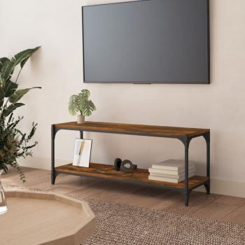 ARDEBO.de - TV-Schrank Räuchereiche 100x33x41 cm Holzwerkstoff und Stahl