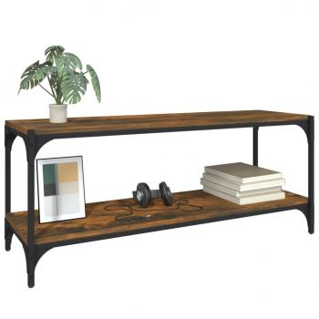 TV-Schrank Räuchereiche 100x33x41 cm Holzwerkstoff und Stahl