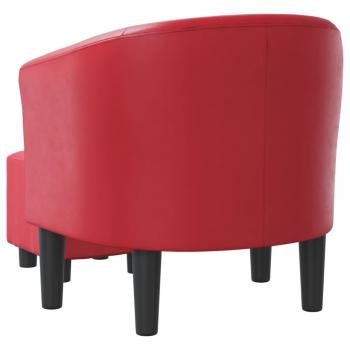 Clubsessel mit Fußhocker Rot Kunstleder