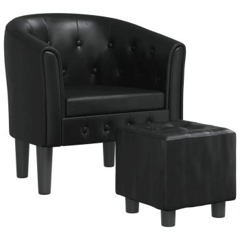 Clubsessel mit Fußhocker Schwarz Kunstleder