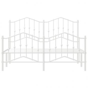 Bettgestell mit Kopf- und Fußteil Metall Weiß 135x190 cm