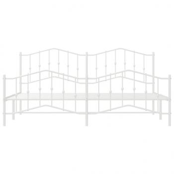 Bettgestell mit Kopf- und Fußteil Metall Weiß 193x203 cm