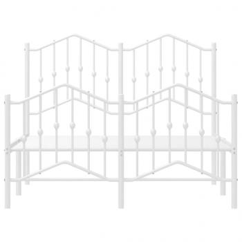 Bettgestell mit Kopf- und Fußteil Metall Weiß 120x190 cm