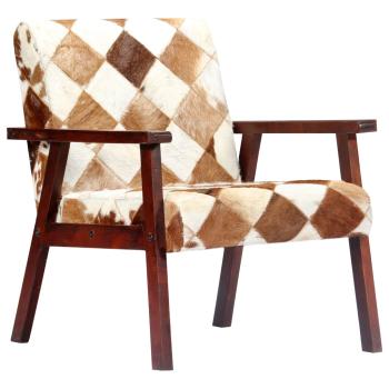 Sessel Weiß und Braun Echtes Ziegenleder