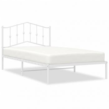 Bettgestell mit Kopfteil Metall Weiß 100x200 cm