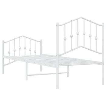 ARDEBO.de - Bettgestell mit Kopf- und Fußteil Metall Weiß 75x190 cm