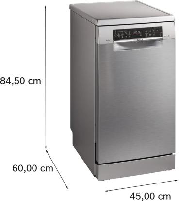 Bosch SPS6YMI14E Serie 6 Standgeschirrspüler, 45 cm breit, 10 Maßgedecke, Silence Plus, 3-fach Rackmatik, Silver Inox