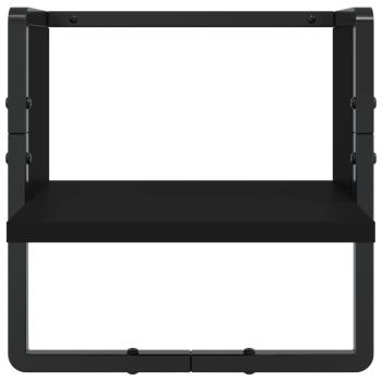 6-tlg. Wandregal-Set mit Stangen Schwarz Holzwerkstoff