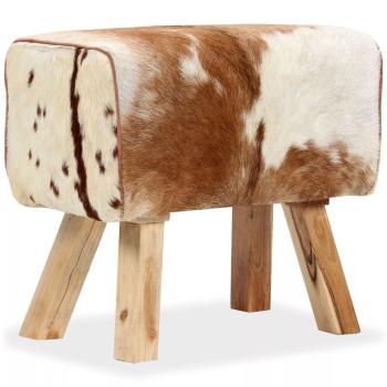 ARDEBO.de - Hocker Echtes Ziegenleder Braun 60 x 30 x 50 cm  