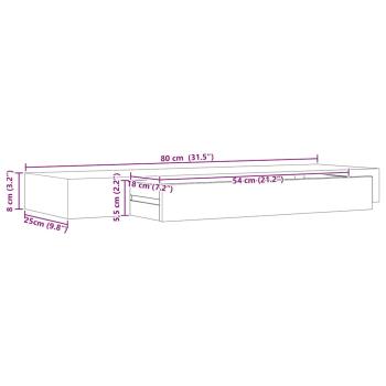 Schweberegal mit Schublade Schwarz 80x25x8 cm