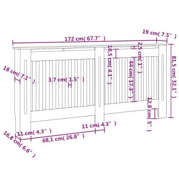 Heizkörperverkleidung 172x19x81,5 cm MDF