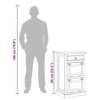 Schuhschrank mit 4 Fächern und Schublade Altholz Massiv