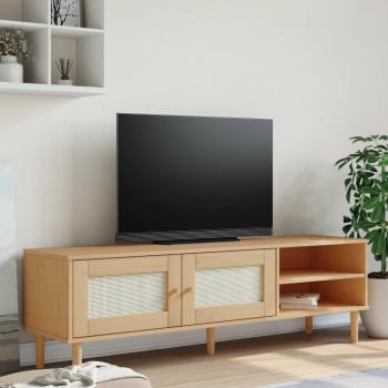 ARDEBO.de - TV-Schrank SENJA Rattan-Optik Braun 158x40x49 cm Kiefernholz