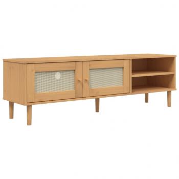 TV-Schrank SENJA Rattan-Optik Braun 158x40x49 cm Kiefernholz