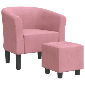Clubsessel mit Fußhocker Rosa Samt
