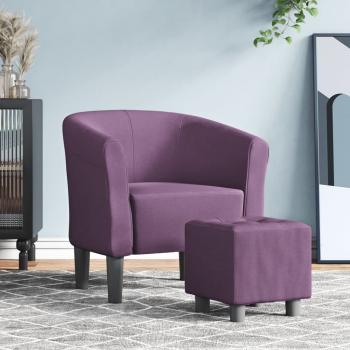 ARDEBO.de - Clubsessel mit Fußhocker Lila Stoff