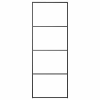 Schiebetür ESG-Glas und Aluminium mattiert 76x205 cm Schwarz