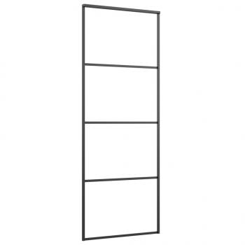 Schiebetür ESG-Glas und Aluminium mattiert 76x205 cm Schwarz