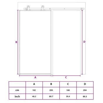 Schiebetür ESG Glas und Aluminium mattiert 102,5x205 cm Schwarz