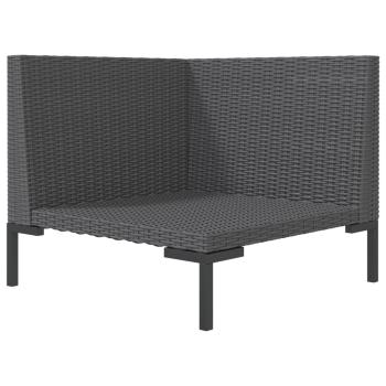 8-tlg. Garten-Lounge-Set mit Kissen Poly Rattan Dunkelgrau