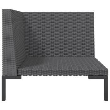 8-tlg. Garten-Lounge-Set mit Kissen Poly Rattan Dunkelgrau