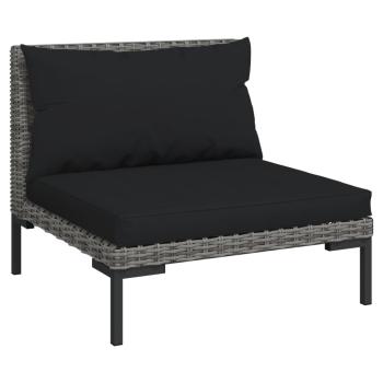 8-tlg. Garten-Lounge-Set mit Kissen Poly Rattan Dunkelgrau
