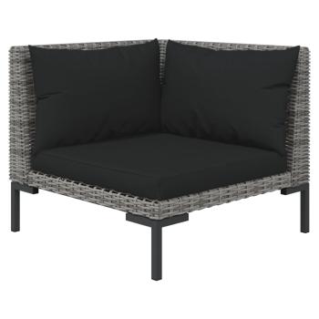 12-tlg. Garten-Lounge-Set mit Kissen Poly Rattan Dunkelgrau