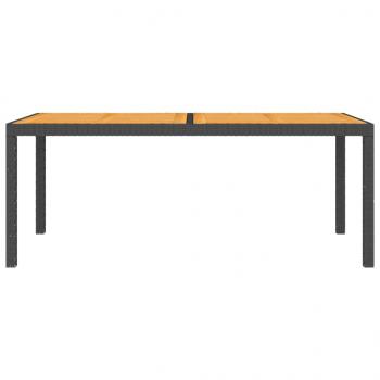 Gartentisch 150x90x75 cm Poly Rattan und Akazienholz Schwarz