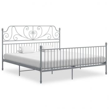 ARDEBO.de - Bettgestell Grau Metall 200x200 cm