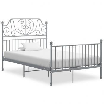 ARDEBO.de - Bettgestell Grau Metall 120x200 cm 