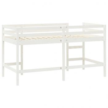 Kinderhochbett mit Leiter Weiß 80x200 cm Massivholz Kiefer