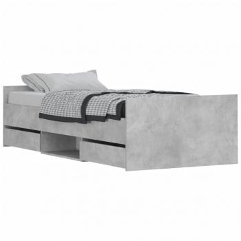 Bettgestell mit Kopf- und Fußteil Betongrau 90x190 cm