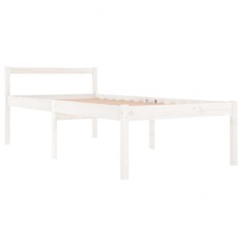 Seniorenbett Weiß 90x190 cm Massivholz Kiefer