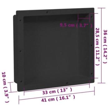 Duschnische Mattschwarz 41x36x10 cm
